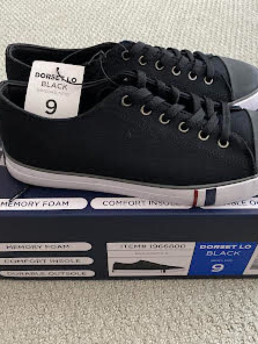 NEW Men's Ben Sherman Dorset Lo Memory Foam Comfort Canvas Shoe - Black - Size 9